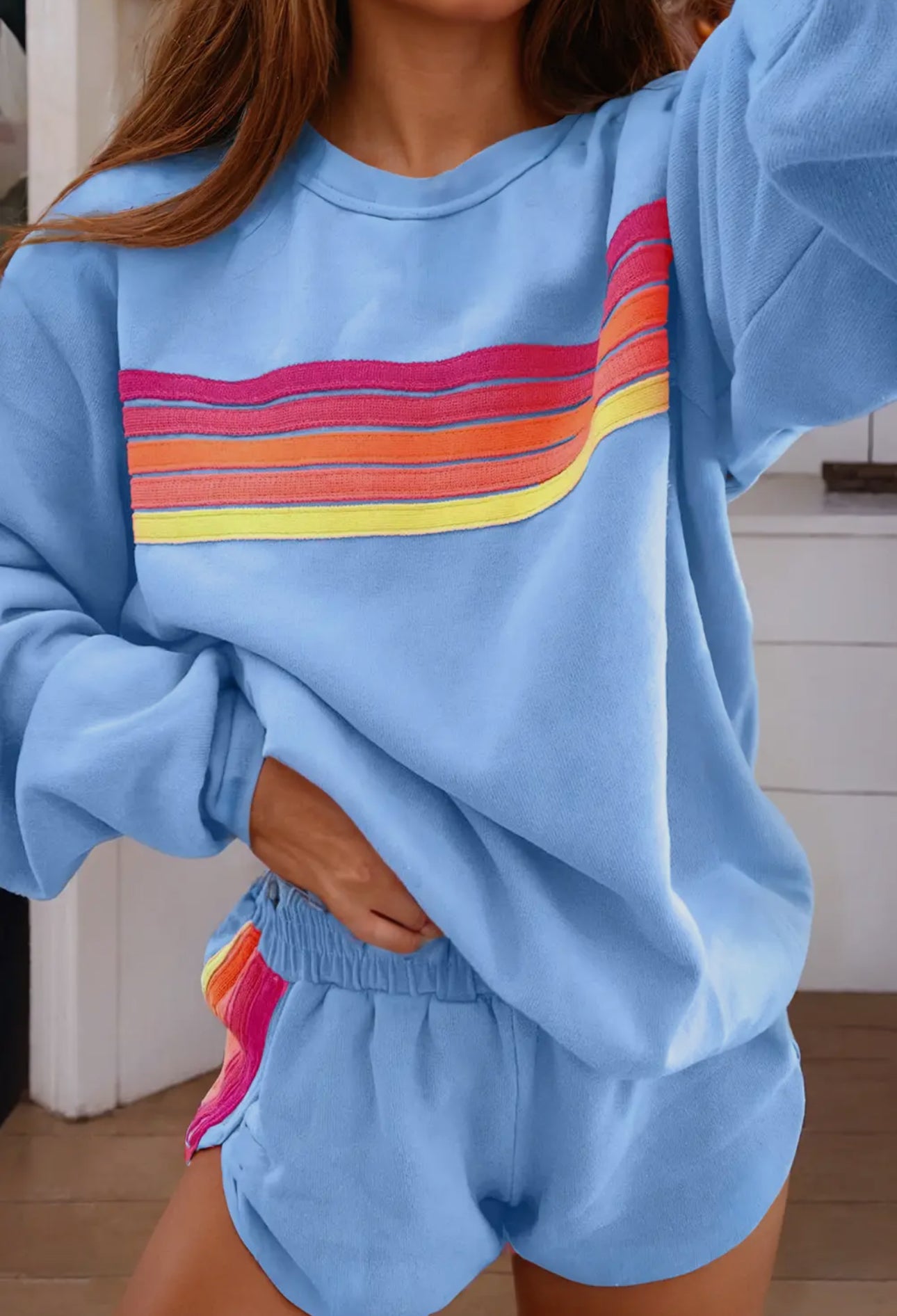 Retro Stripe PullOver & Short Set