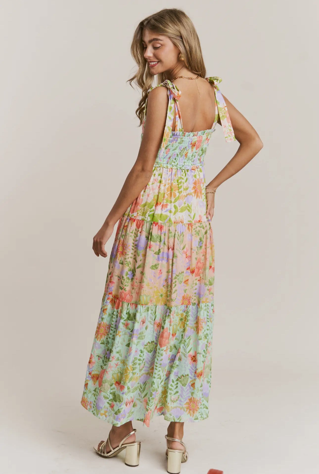 Smocked Tiered Floral Maxi Dress