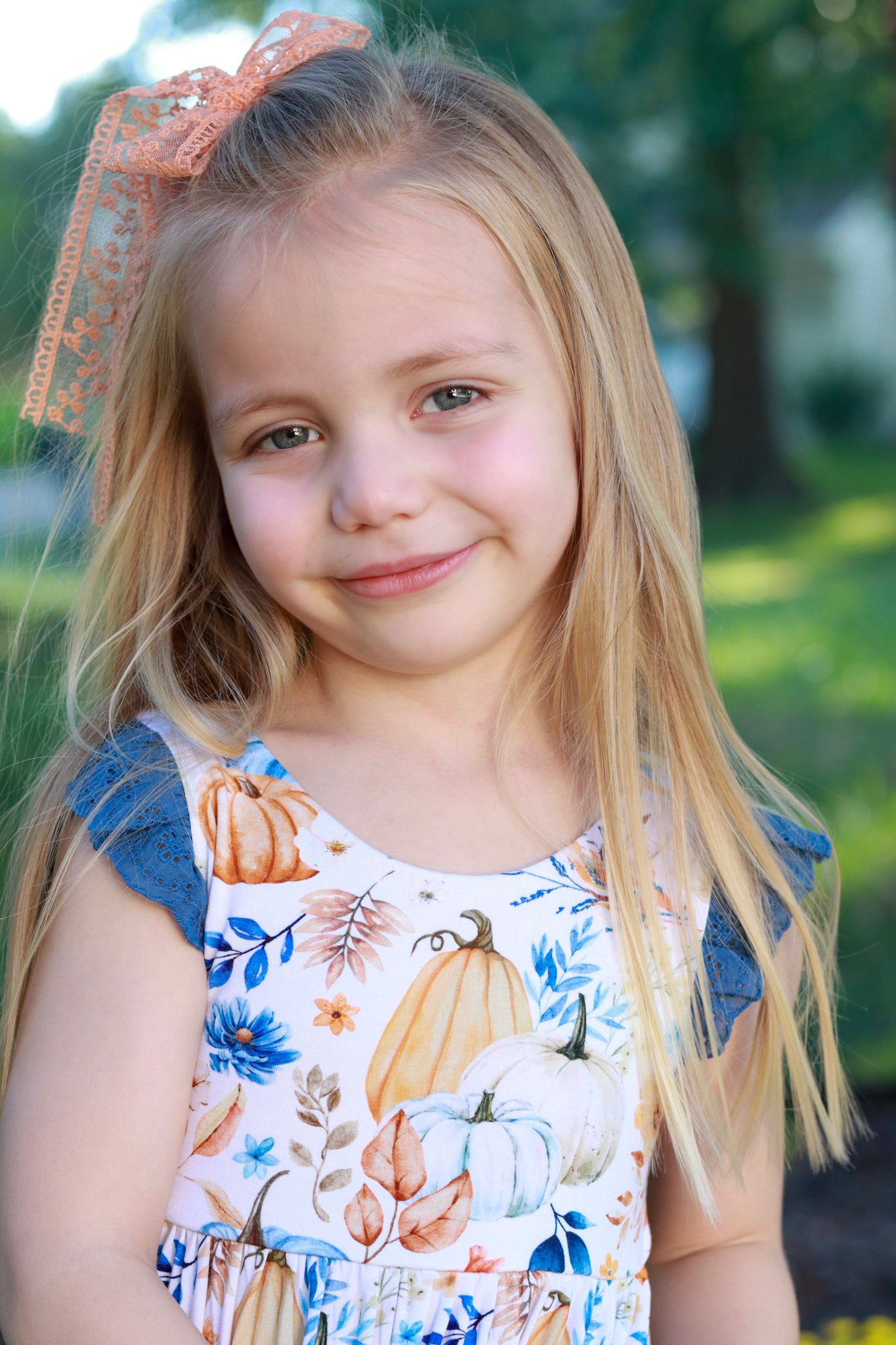 Harvest Pumpkin Ruffle Lace Sleeve Tiered Twirl
