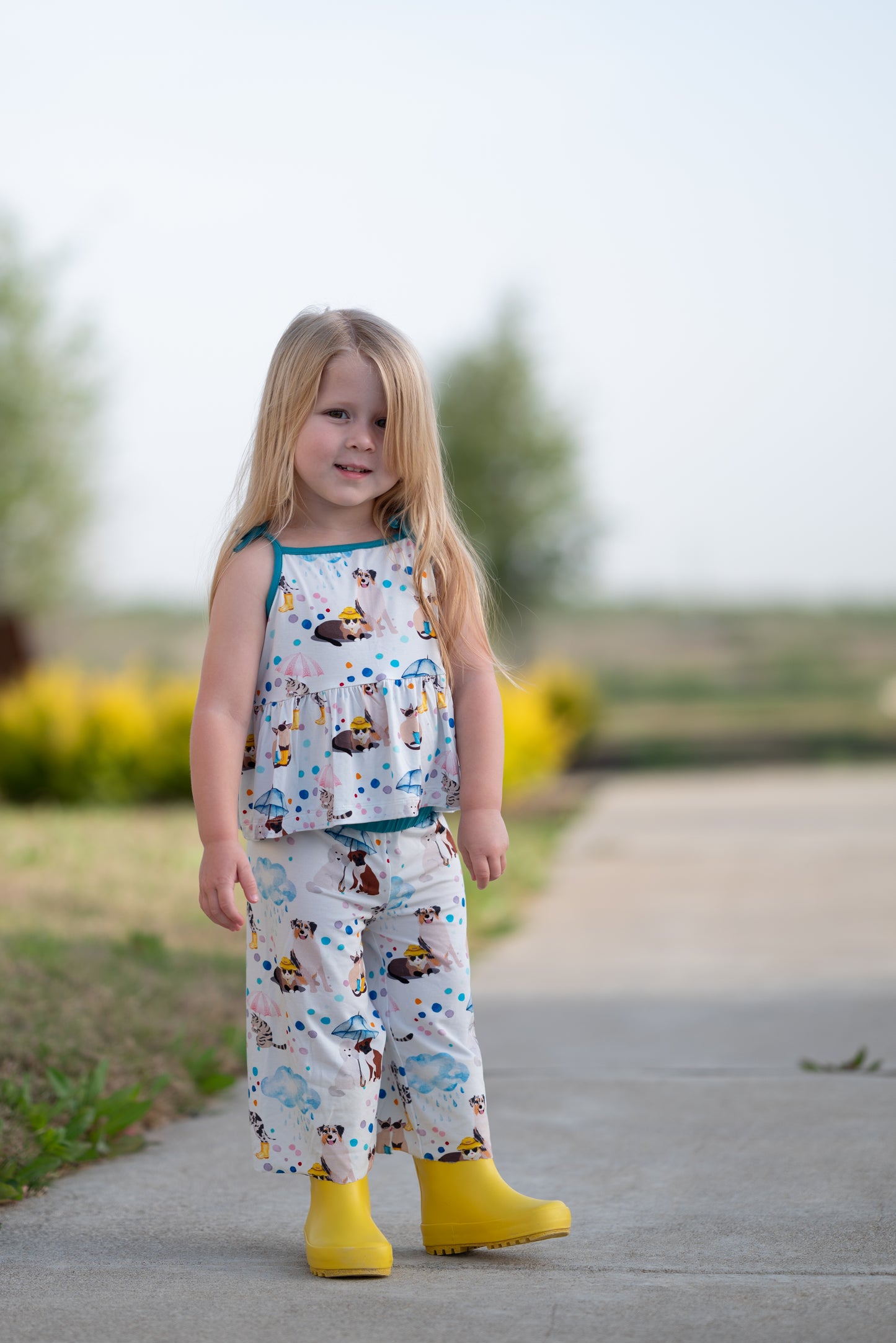 Raining Cats & Dogs Peplum & Culottes Set
