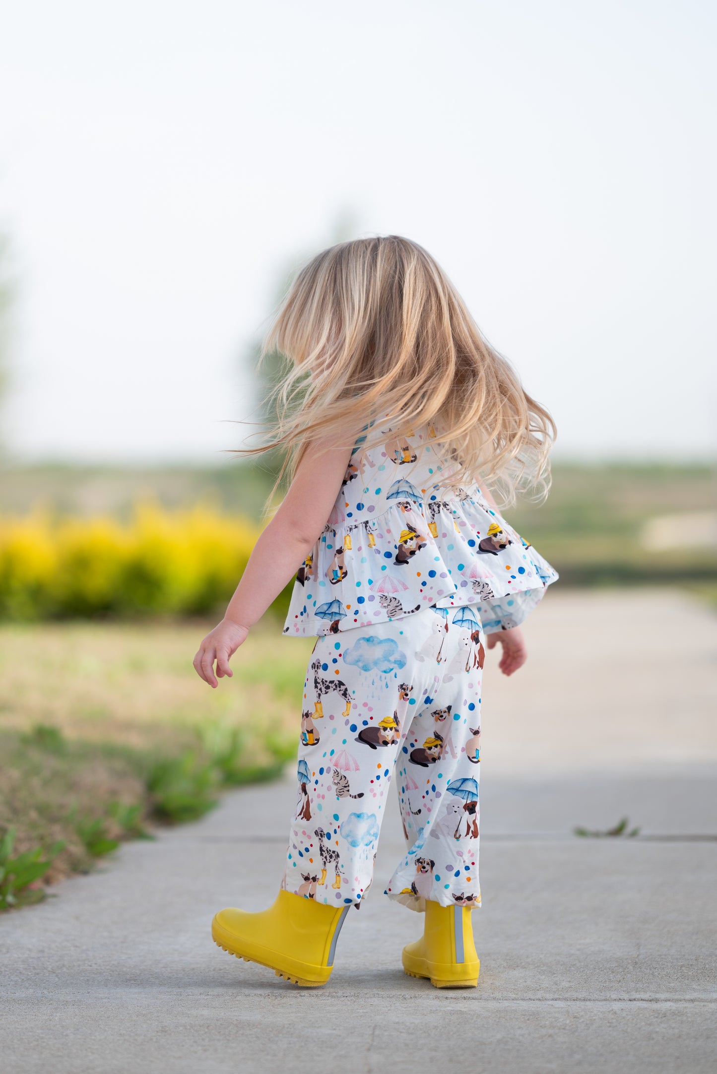 Raining Cats & Dogs Peplum & Culottes Set