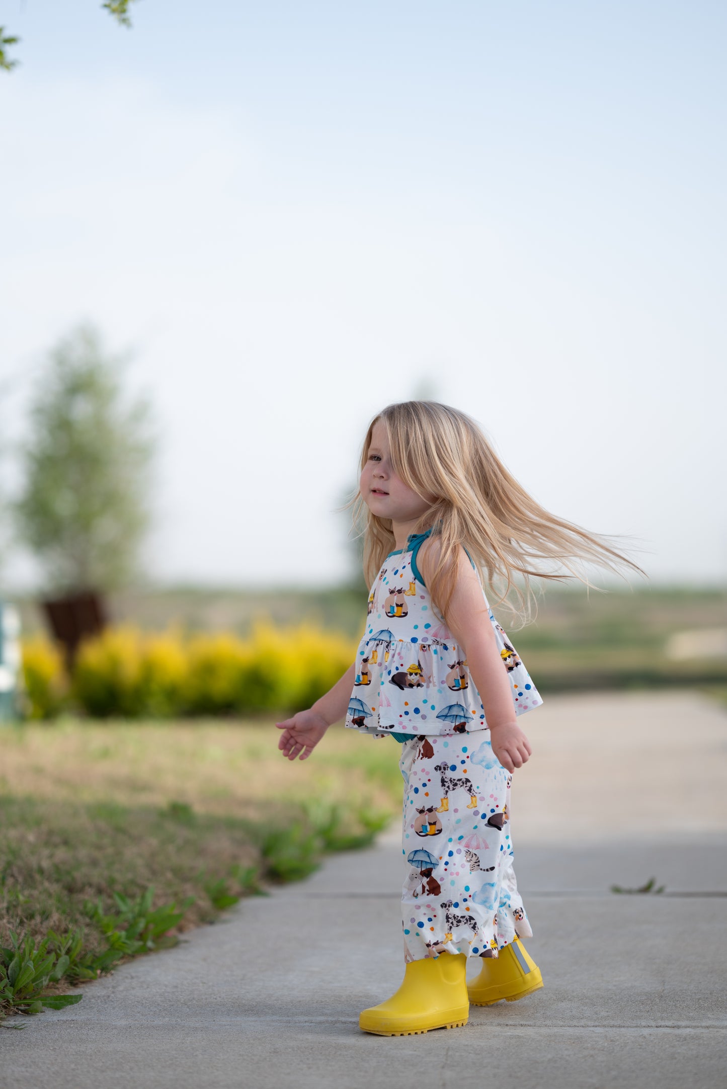 Raining Cats & Dogs Peplum & Culottes Set