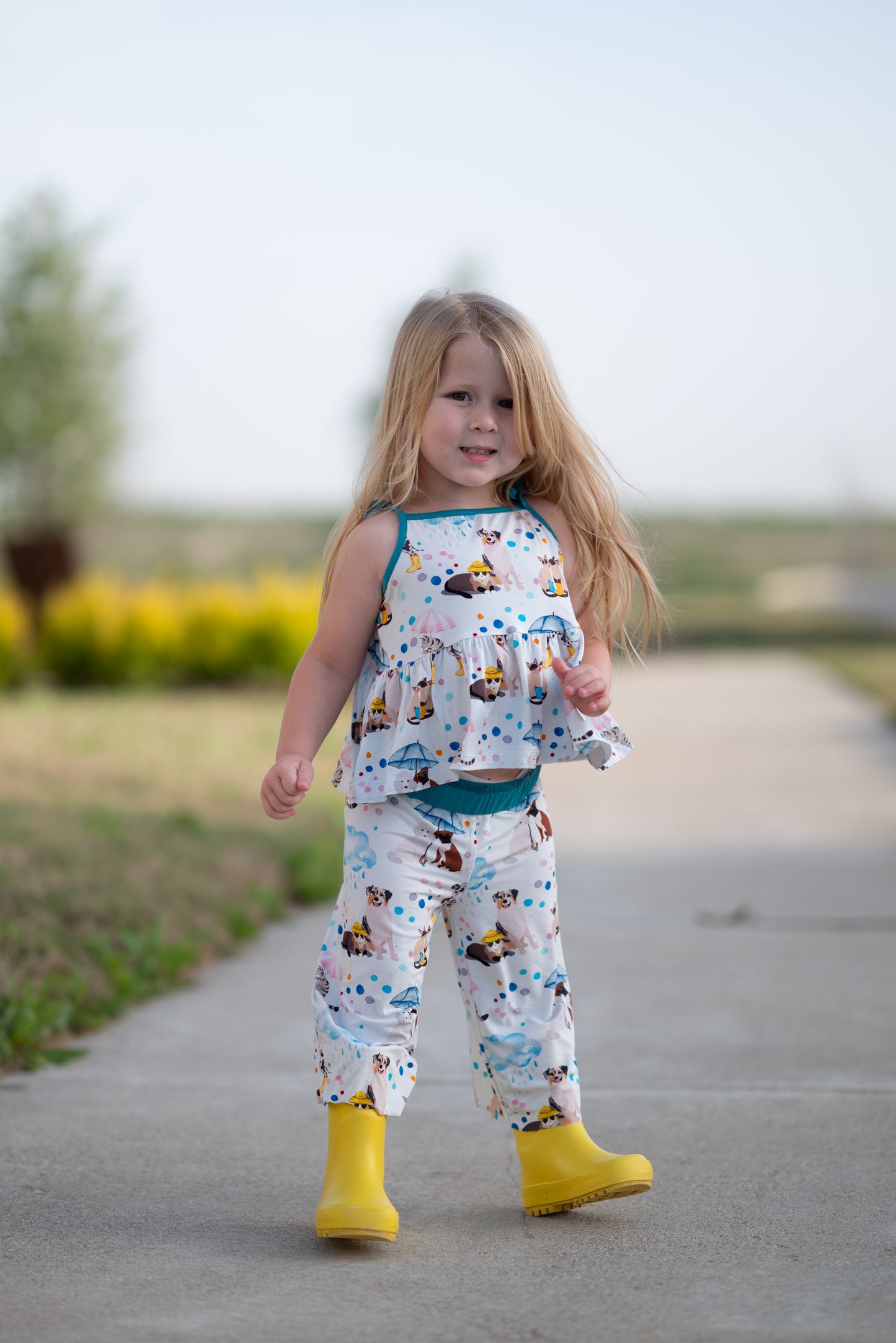 Raining Cats & Dogs Peplum & Culottes Set