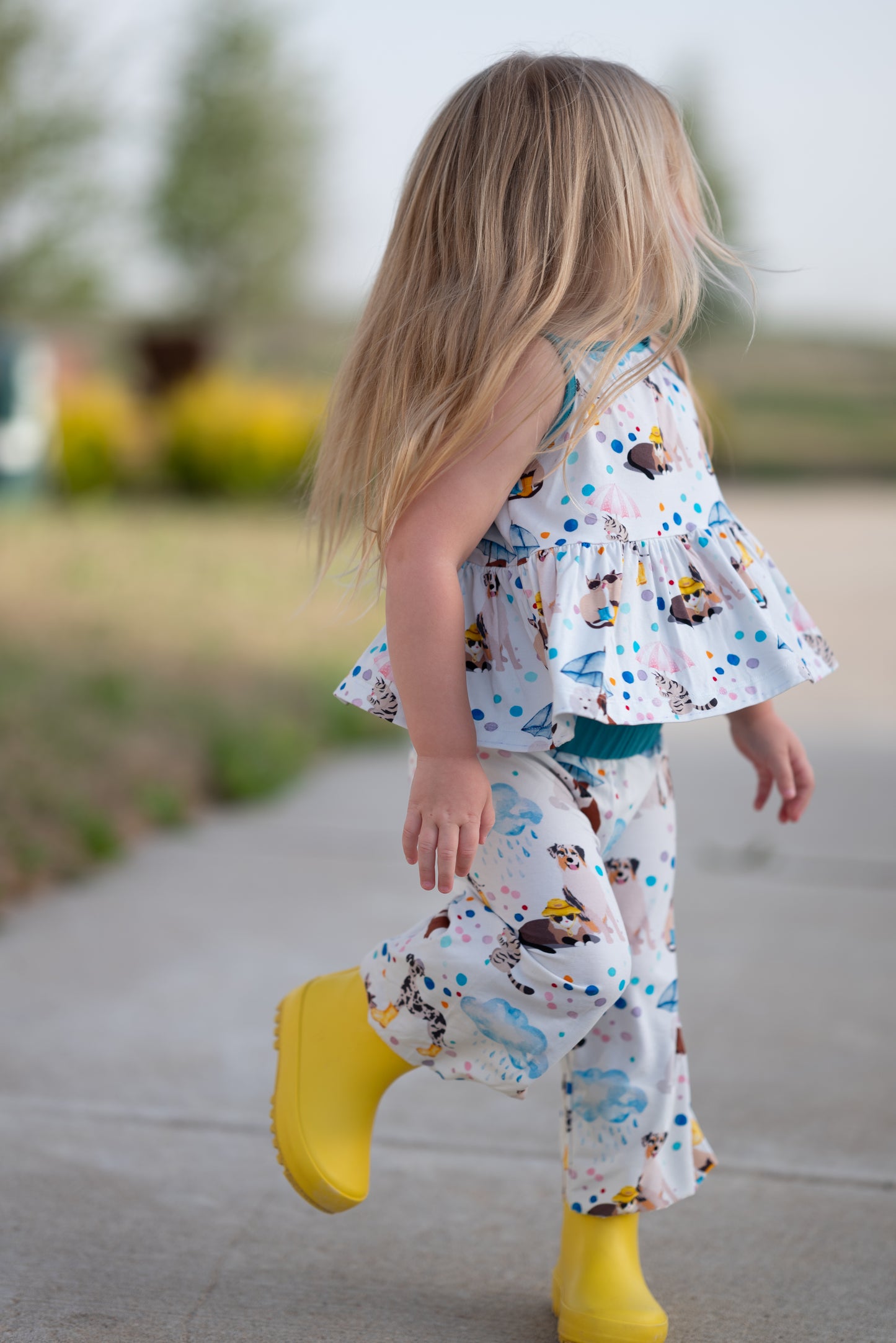 Raining Cats & Dogs Peplum & Culottes Set