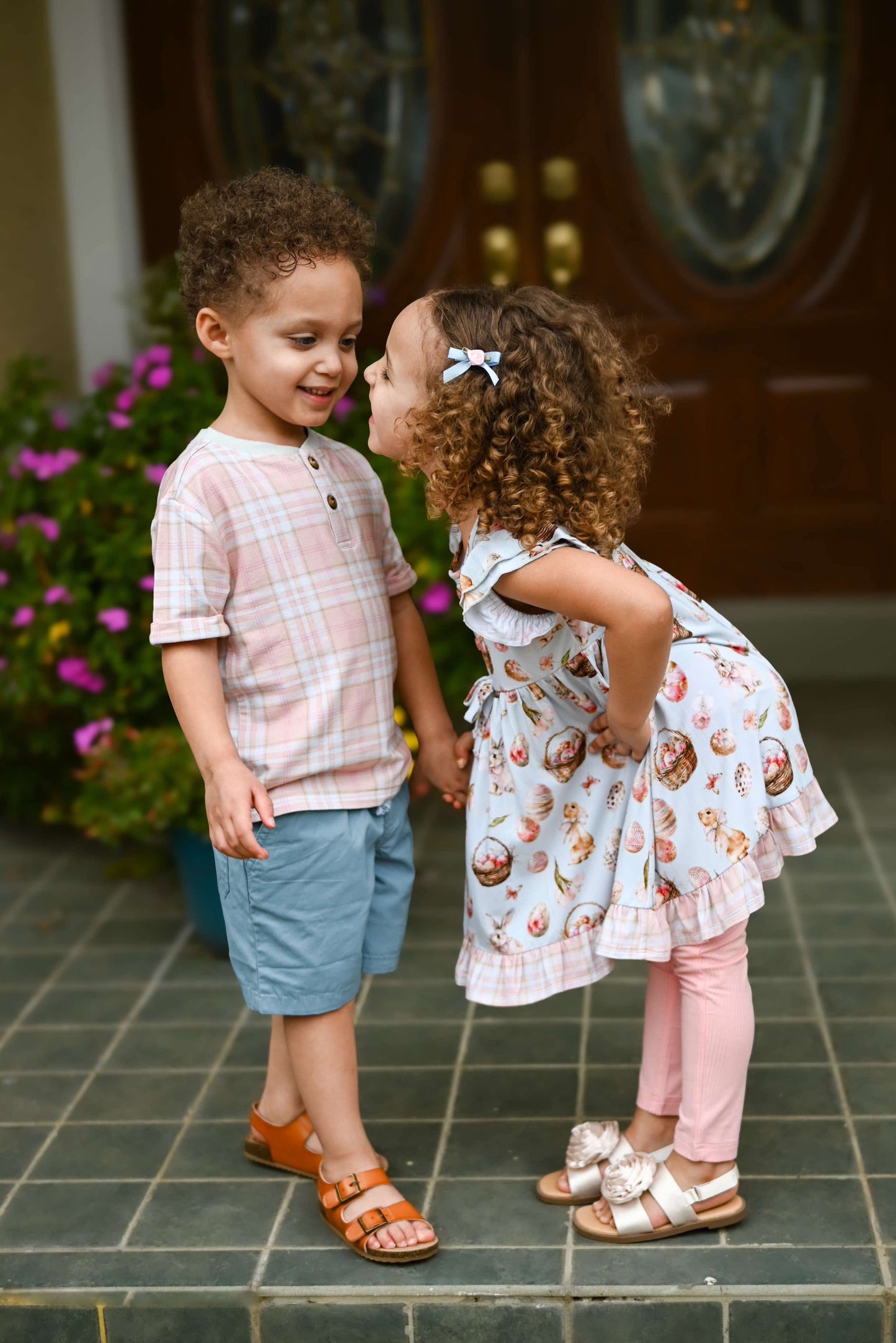 Spring Plaid Rolled Sleeve Henley