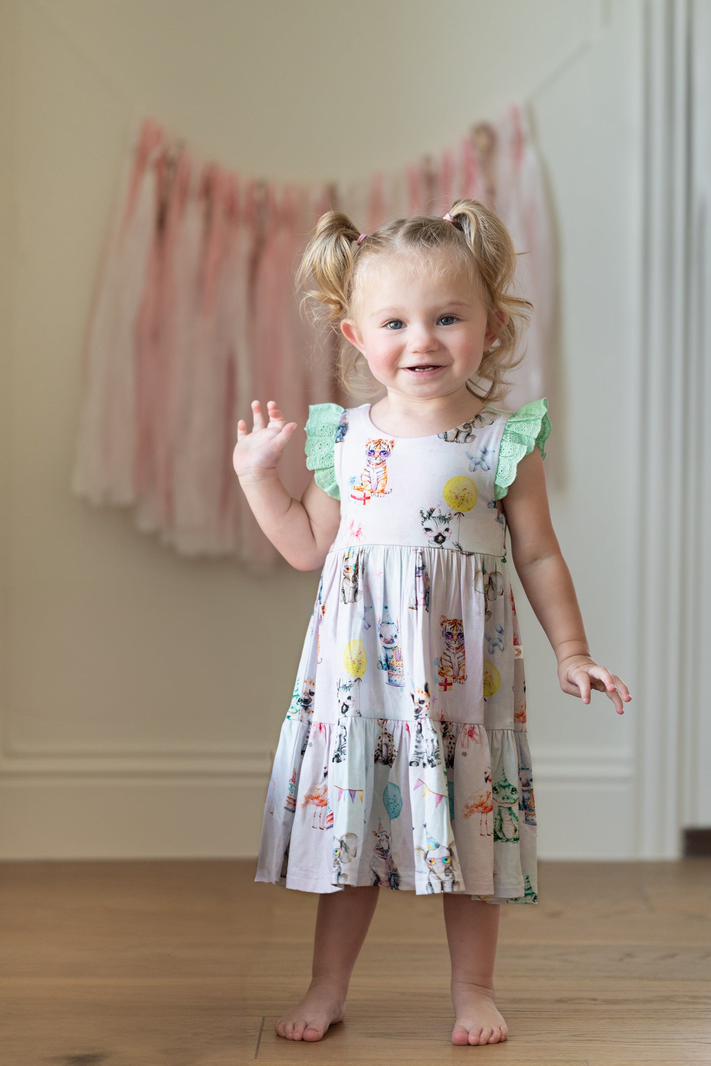 Party Animal Ruffle Sleeve Tiered Twirl