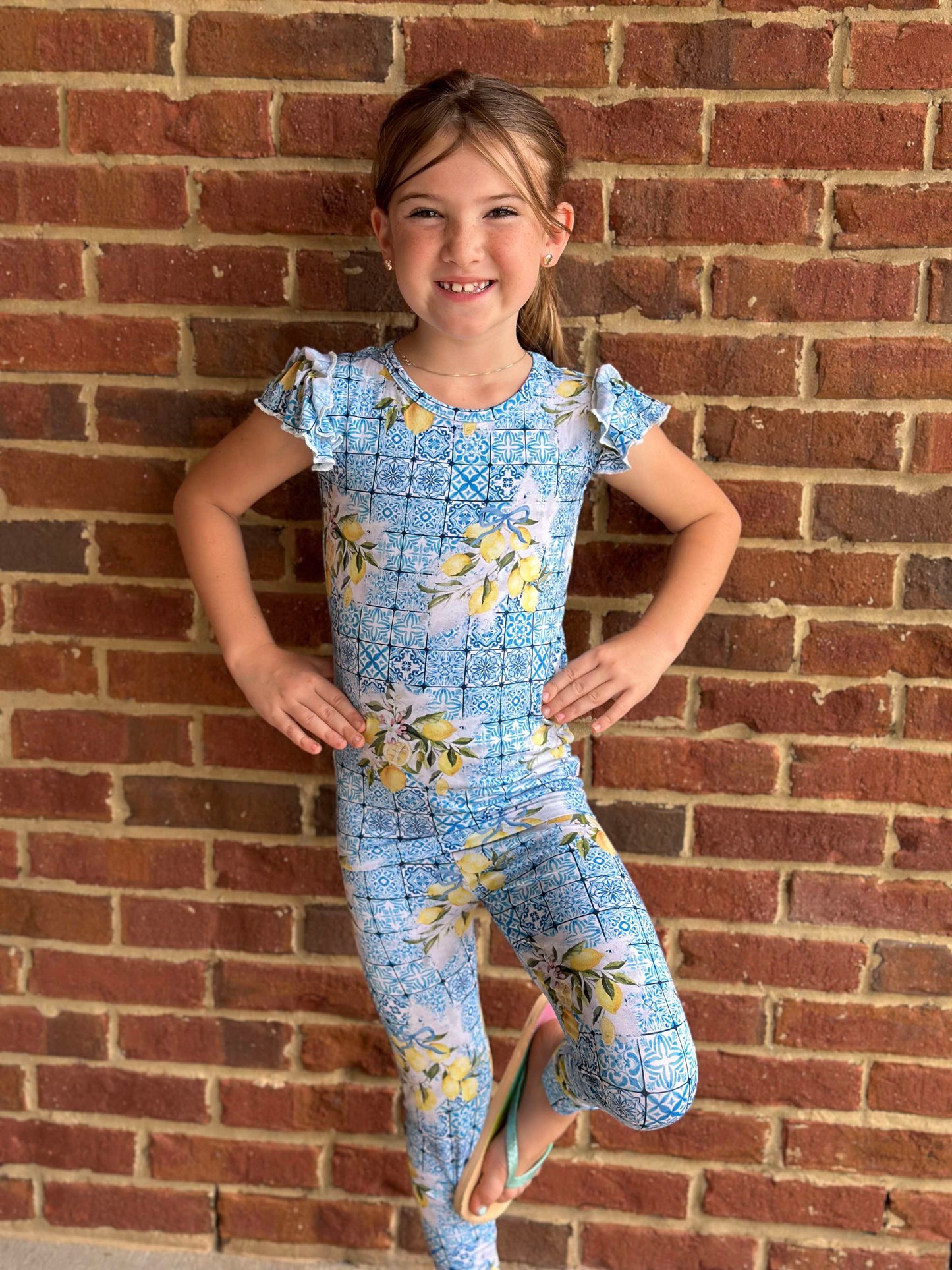 Lemoncello Ruffle Sleeve Lounge Set