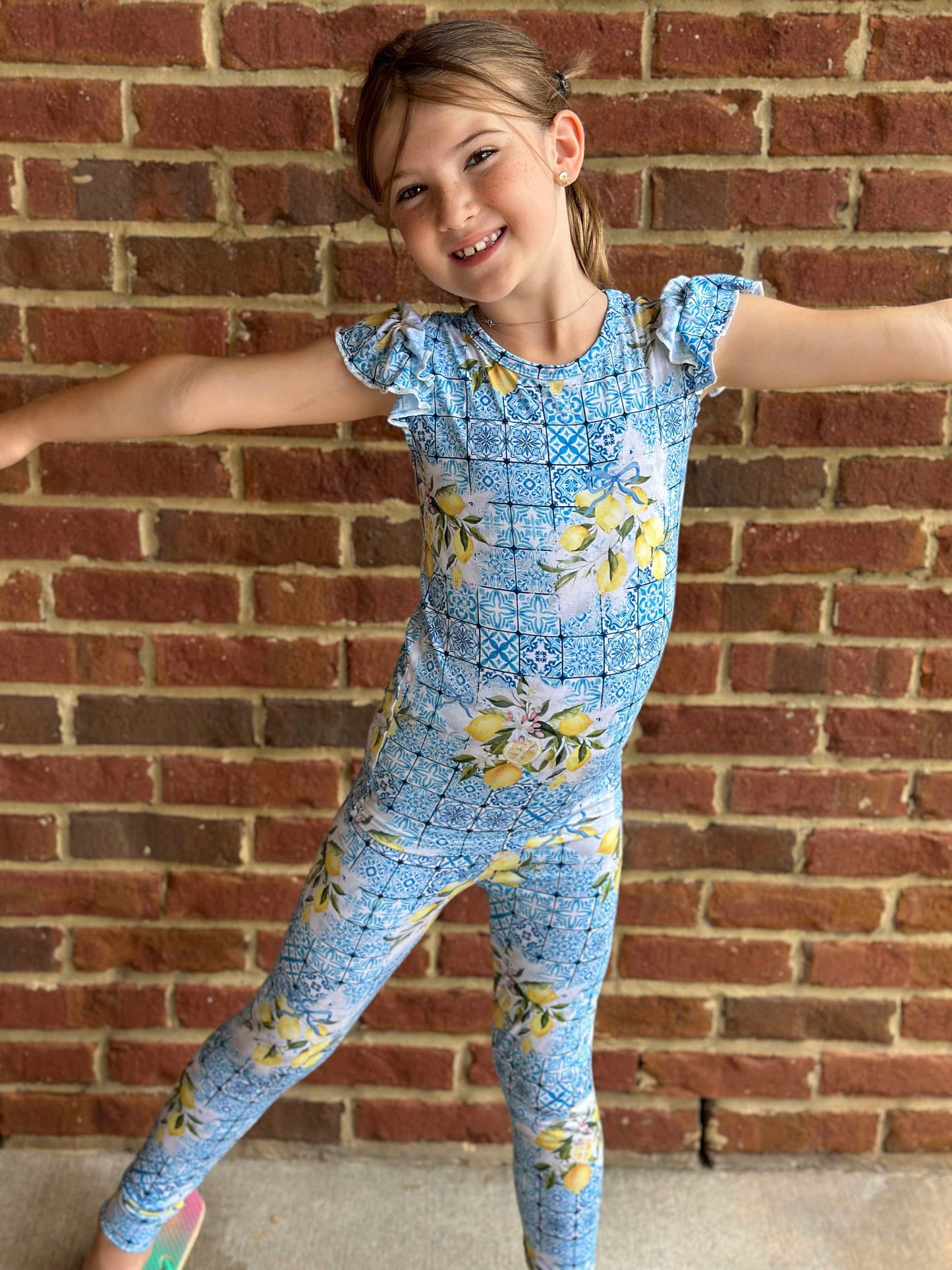 Lemoncello Ruffle Sleeve Lounge Set