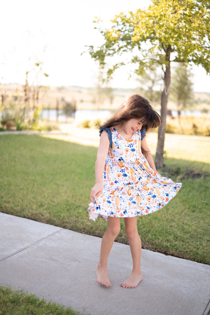 Harvest Pumpkin Ruffle Lace Sleeve Tiered Twirl