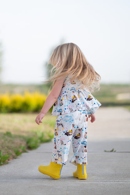 Raining Cats & Dogs Peplum & Culottes Set