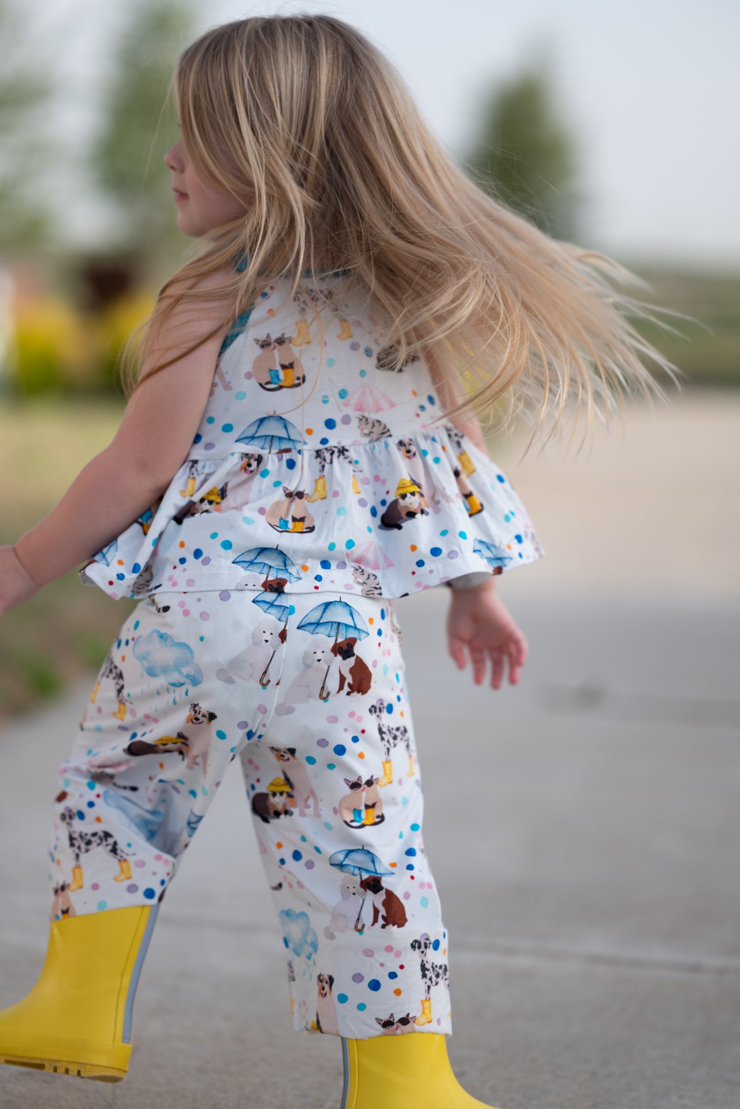 Raining Cats & Dogs Peplum & Culottes Set