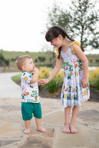 Pancakes & Pigtales Ruffle Lace Sleeve Tiered Twirl