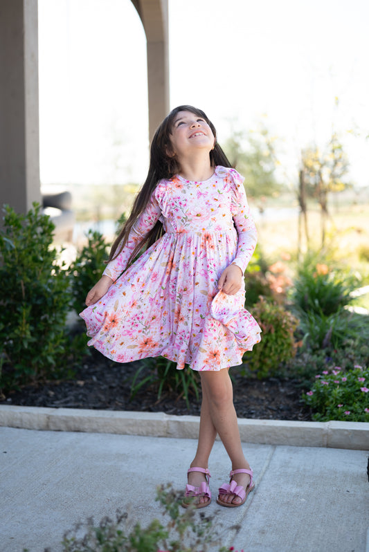 Catherine Pink Ribbon Twirl Dress