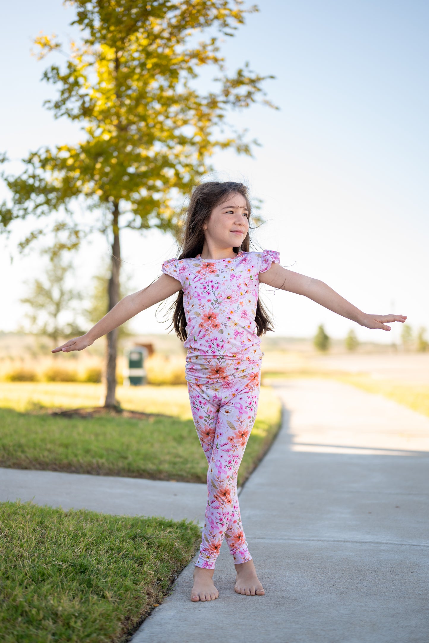Catherine Pink Ribbon Ruffle Sleeve Lounge