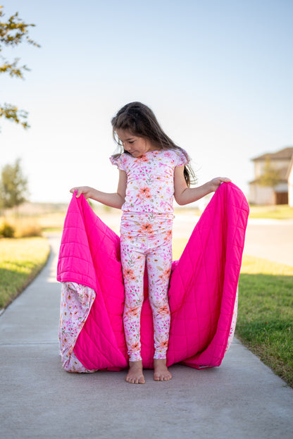 Catherine Pink Ribbon Ruffle Sleeve Lounge