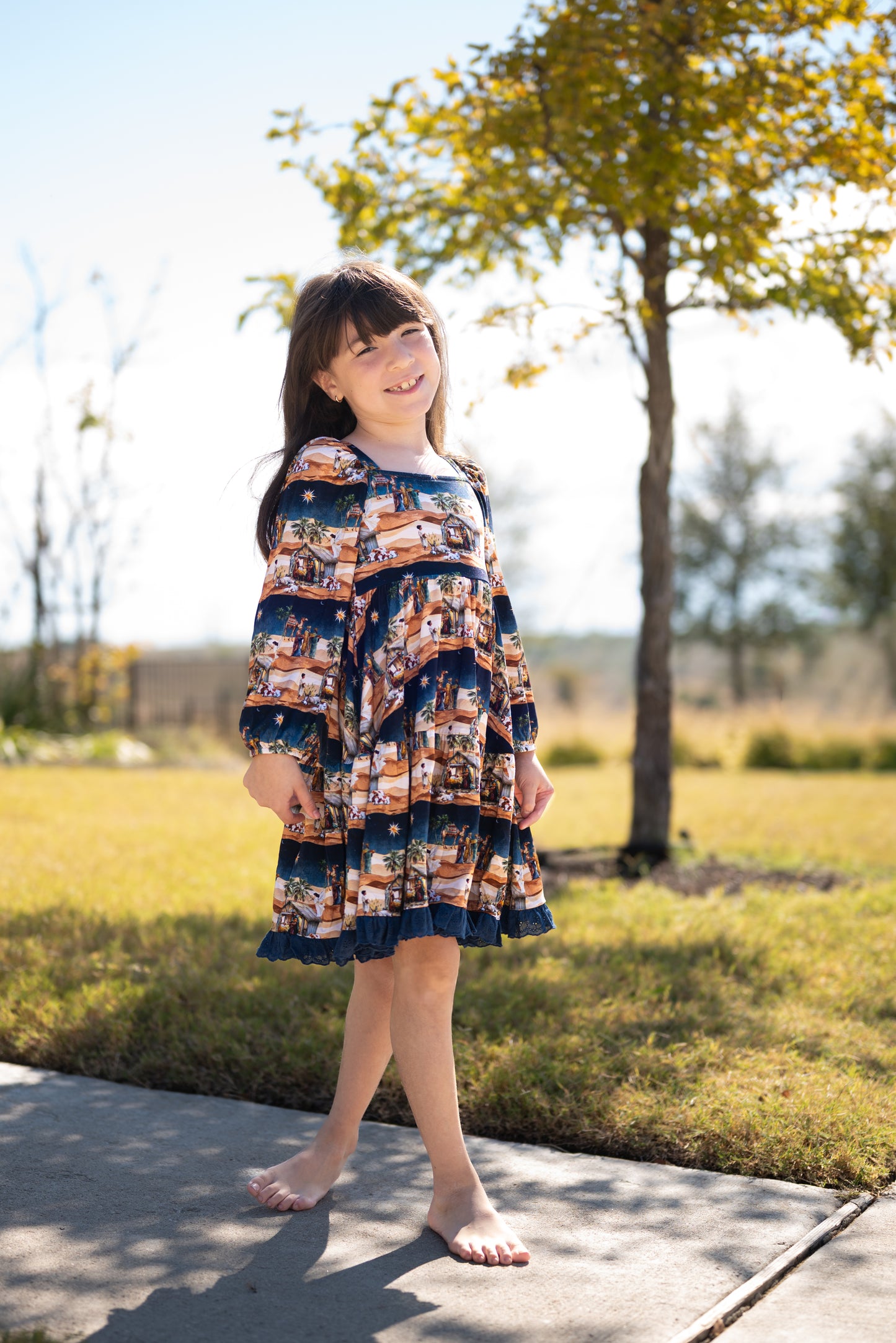 Away In A Manger Long Sleeve Lace Twirl