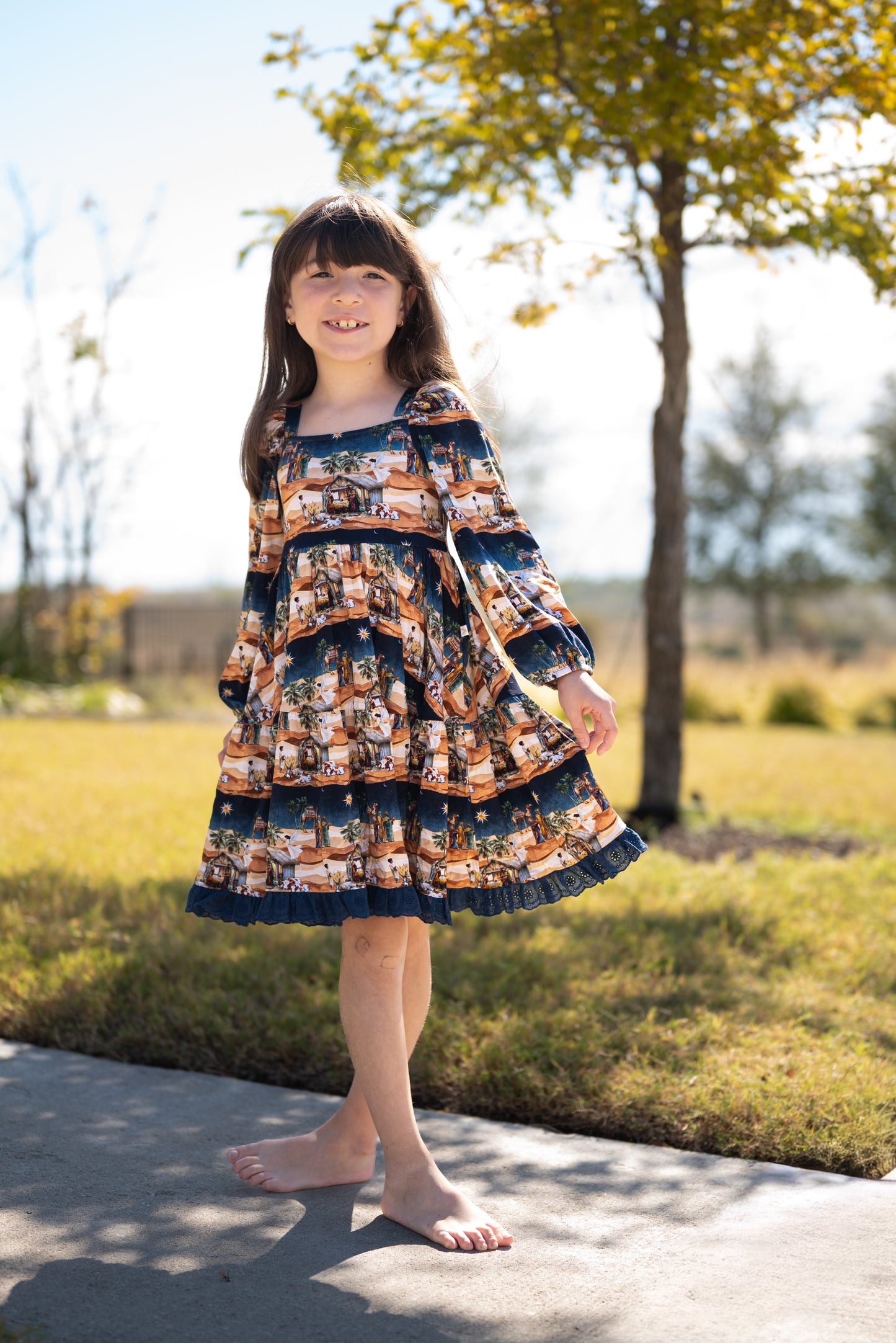 Away In A Manger Long Sleeve Lace Twirl