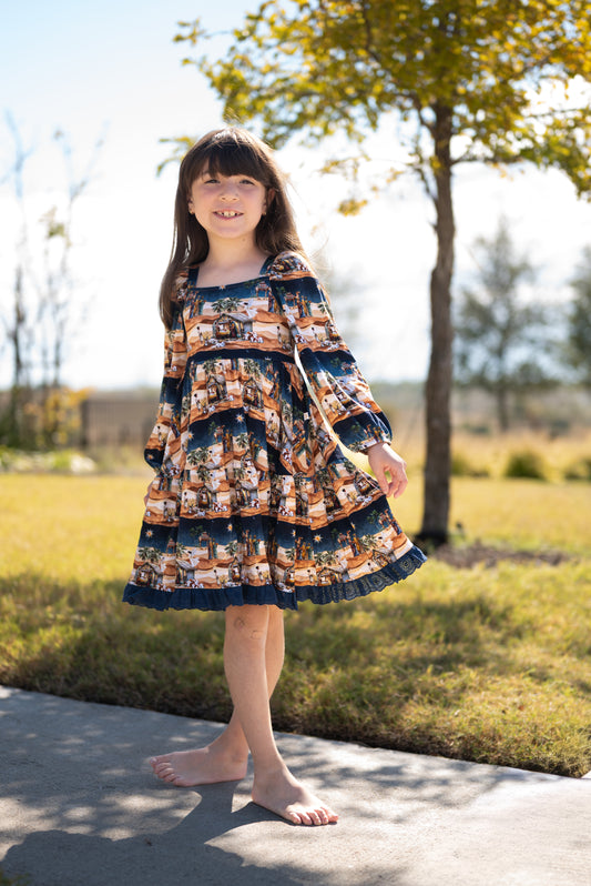 Away In A Manger Long Sleeve Lace Twirl