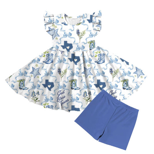 God Bless Texas Ruffle Sleeve Tiered Twirl - PRE ORDER